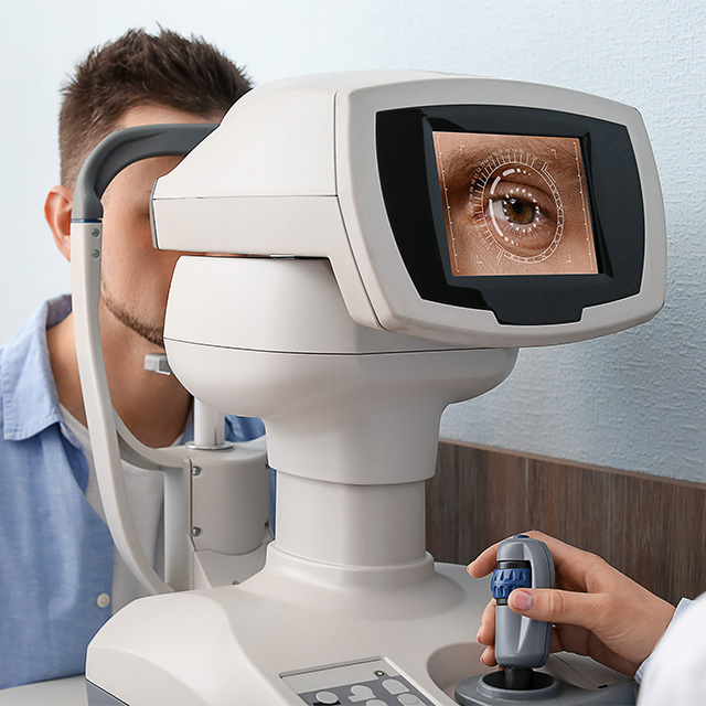 man in examination